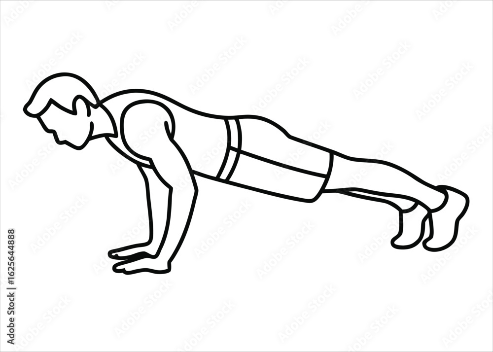 Poster dynamic continuous line art of a fit athletic man engaged in strenuous training exercises with focus