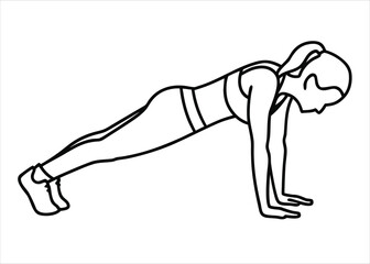 Elegant continuous line art depicting a focused athletic woman engaged in a dynamic training session showcasing strength and movement