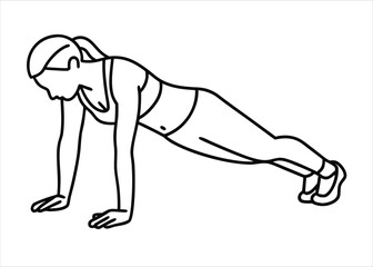 Artistic single line drawing capturing a dynamic athletic woman engaged in rigorous physical training and exercise routines
