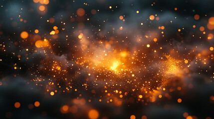 Obraz premium Fiery sparks and smoke, glowing in darkness