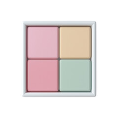 Four pastel colored makeup powder compact isolated on transparent background