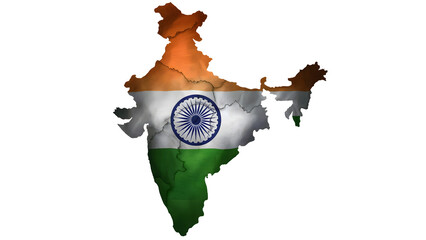 Distressed map of India with flag colors for business, travel, or culture use
