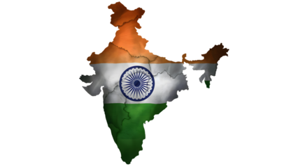Distressed map of India with flag colors for business, travel, or culture use