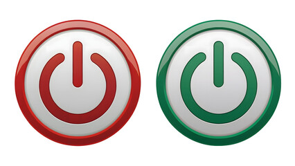 Power start or stop buttons with red and green colors for tech design use