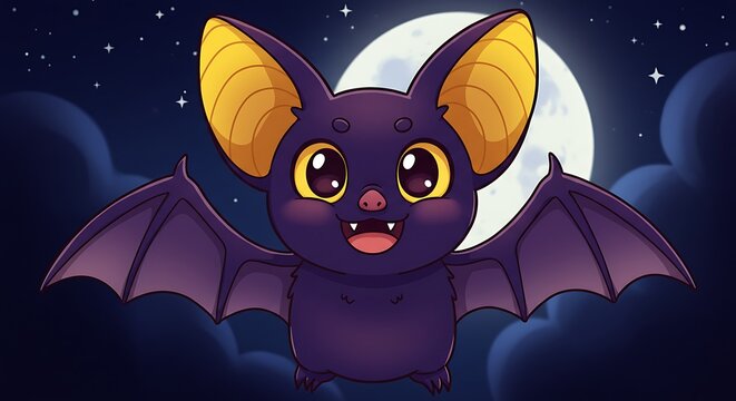 Purple bat with stars and yellow ears