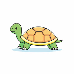 Delightful depiction of a cartoon turtle with a cute shell and a charming smile