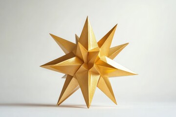 Fototapeta premium Golden origami star, intricate design