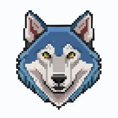 Pixelated Wolf Portrait: A Nostalgic Nod to 8-bit Era Digital Art Creation with Modern Design