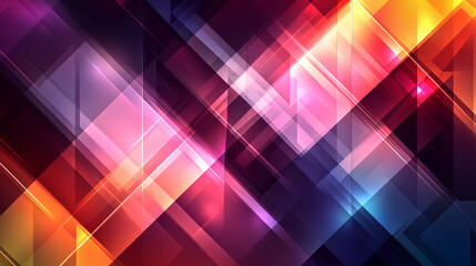 Fototapeta premium Abstract geometric design with vibrant, overlapping shapes and bright, luminous colors