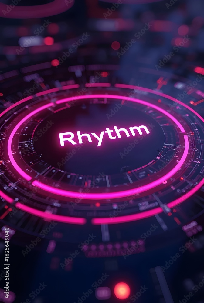 Poster vibrant pink neon circles create a dynamic visual rhythm, vertical composition. this futuristic abst