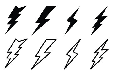   lightning icon set. energy power sign. blitz lightnings symbol.
