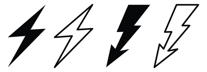   lightning icon set. energy power sign. blitz lightnings symbol.