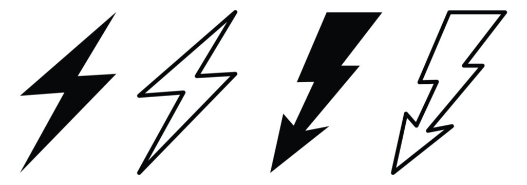   lightning icon set. energy power sign. blitz lightnings symbol.