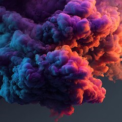 Abstract vibrant ink clouds swirling in hues of purple, pink, and orange