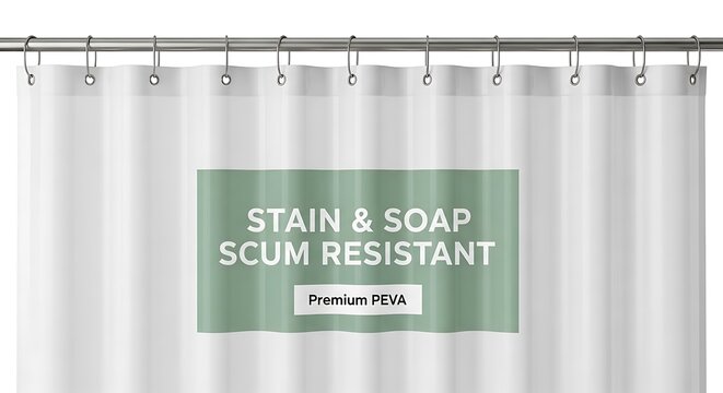Stain Resistant Shower Curtain with Soap Scum Resistant Premium PEVA