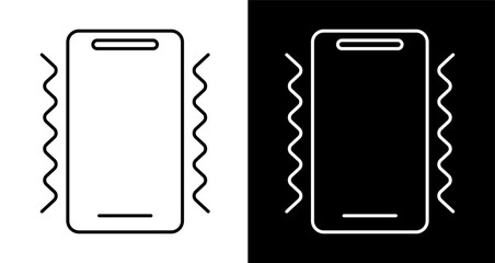 Smartphone vibrate mode icon collection. Mobile phone ringing or notification alert symbol. Line art vector illustration for web and apps.
