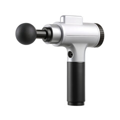 Silver and Black Massage Gun Isolated on Transparent Background