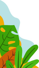 Tropical leaves with soft pastel background