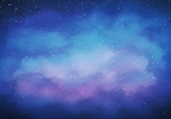 Obraz premium Watercolor galaxy background with myriad stars and ethereal glow. Digital painting of cosmic night sky for abstract art.