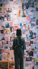 Obraz premium Woman in Front of Creative Mood Board