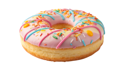 Sweet frosted donut isolated on transparent background