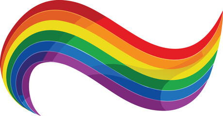 Obraz premium Wavy rainbow flag silhouette isolated on transparent background