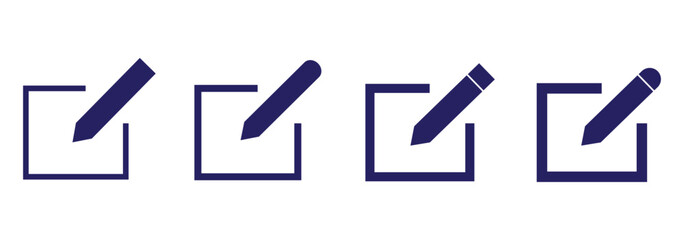 Edit icon vector. Blue edit document sign and symbol. Pencil Blue and Black color. EPS 10