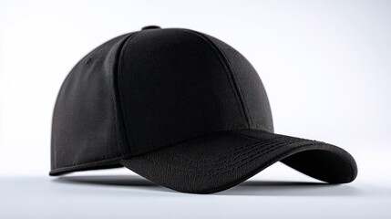 Fototapeta premium Black baseball cap on plain background