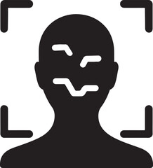 Silhouette of a face recognition frame, ideal for biometric security, AI technology, and identity verification.