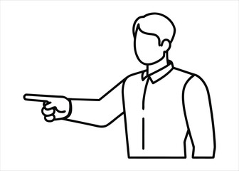 A single line art illustration of a person pointing with their index finger to indicate a direction or choice in a clear and simple graphic style