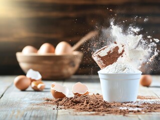 Flour explosion with eggs