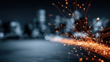 Abstract city lights, orange strands