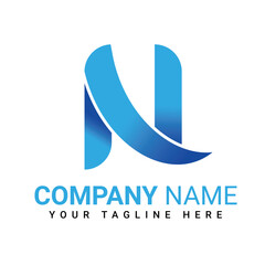 Abstract Blue N Letter Logo