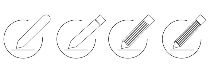 Edit icon vector isolated on white background. Black Pencil icon. sign up Icon vector. Edit text icon set. Two and Four pencil edit icon set. 