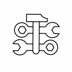 Hammer vector icon with outline. Wrench symbol. Vector icon.