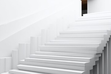 Fototapeta premium Abstract white staircase in minimalist interior