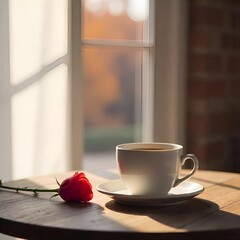 cup of coffee with rose