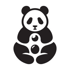 Obraz premium Simple Panda Head Outline Isolated on White