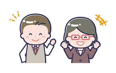 中年の会社員／2人組／男女 02