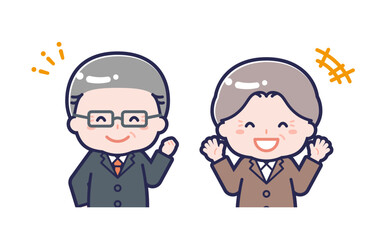 シニアの会社員／2人組／男女 02