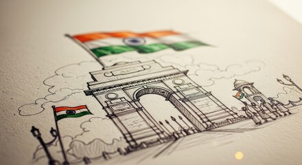 Hand drawn india gate illustration