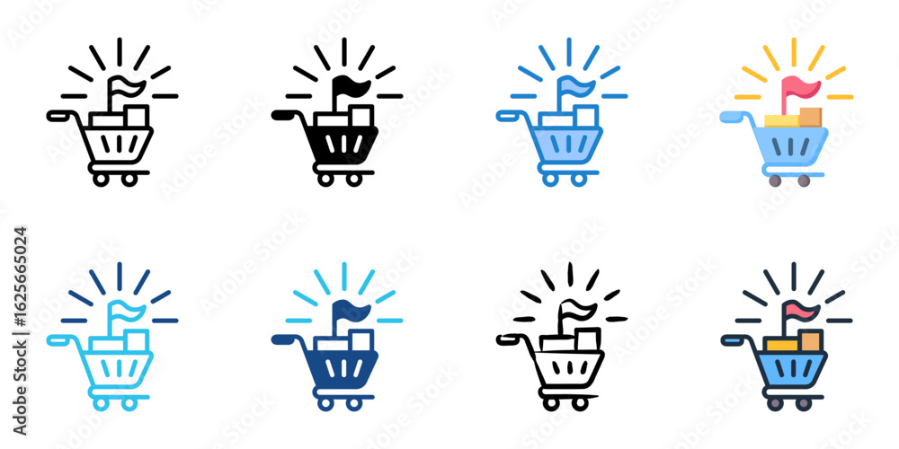 Poster cyber monday icon set multiple style collection