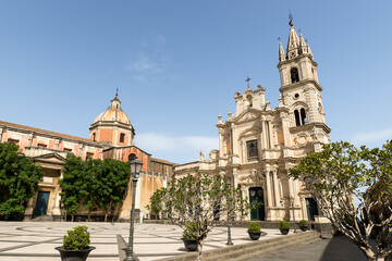 Religious Architecture in Acireale, Catania Province, Sicily, Italy. (Basilica Collegiata dei Santi...