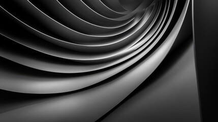 Abstract Black and White Curved Lines and Smooth Waves Design