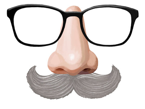 変装メガネ（白カイゼルヒゲ）レンズ部透過