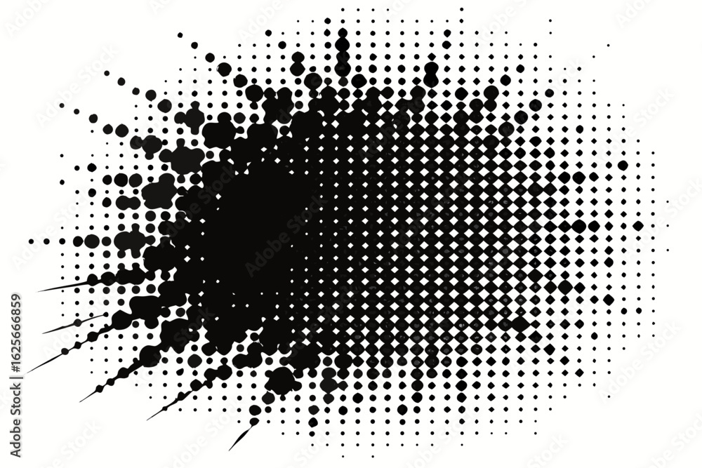 Aufkleber dynamic abstract explosion of black dots and shapes creating a modern grunge textured effect perfect