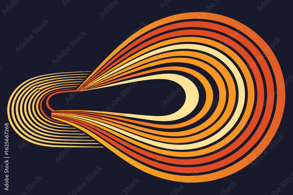 Poster dynamic abstract flowing lines create a vibrant energetic wave pattern in warm orange and yellow hue