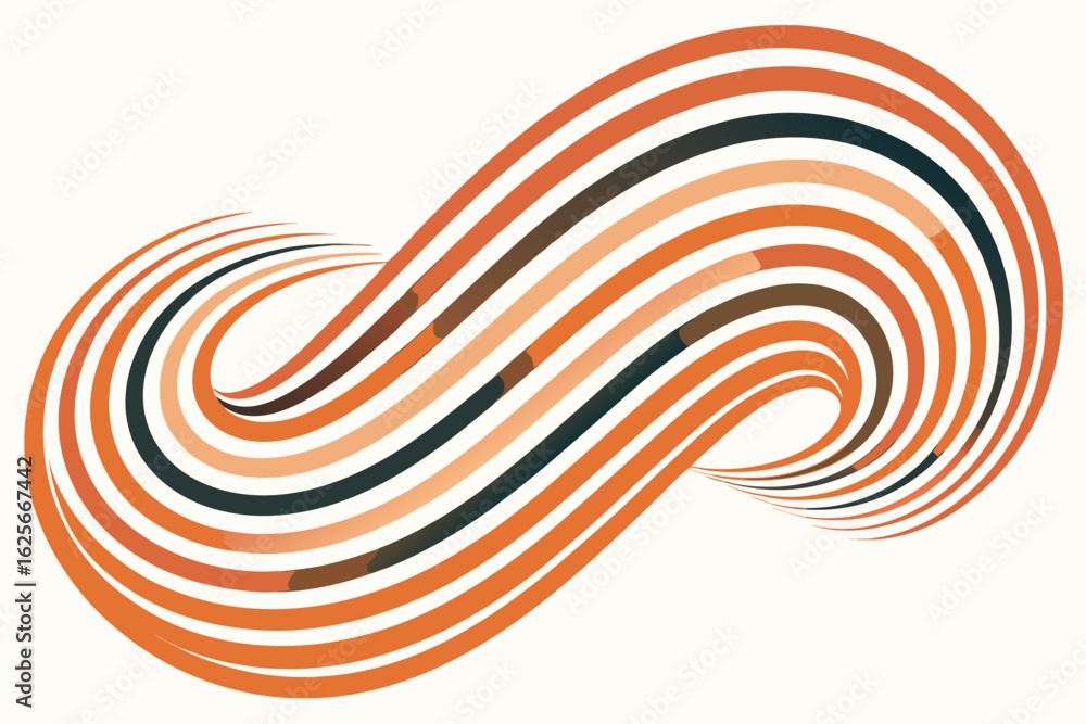 Poster dynamic swirling ribbon design with warm earth tones creating a sense of flow and movement, perfect 