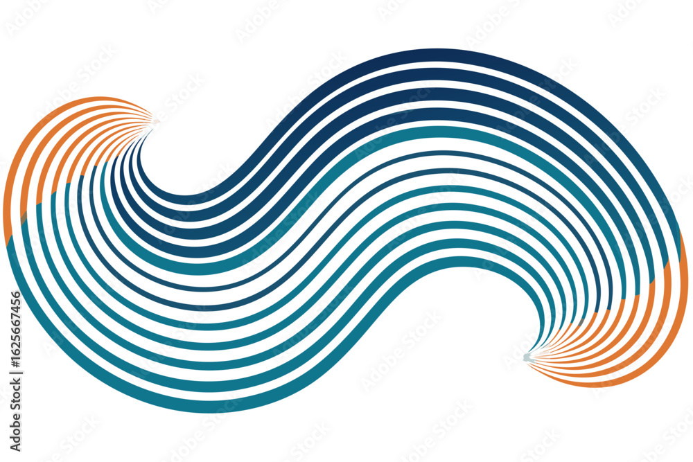 Poster dynamic blue and orange flowing lines create a modern abstract wave pattern perfect for branding, di