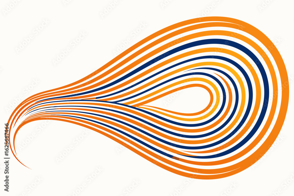 Poster dynamic abstract flowing lines in vibrant orange, navy, and yellow create a modern, energetic visual